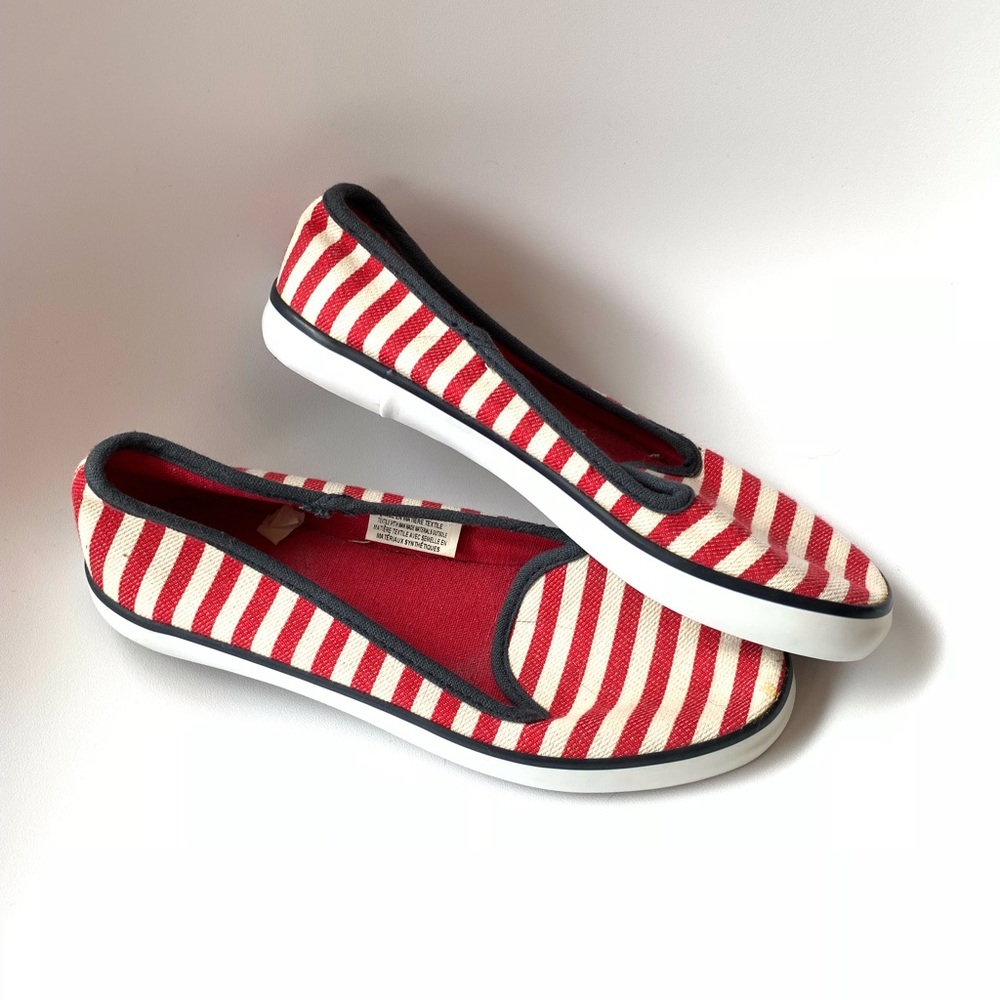 Merona Nautical Red and White Striped Flats
